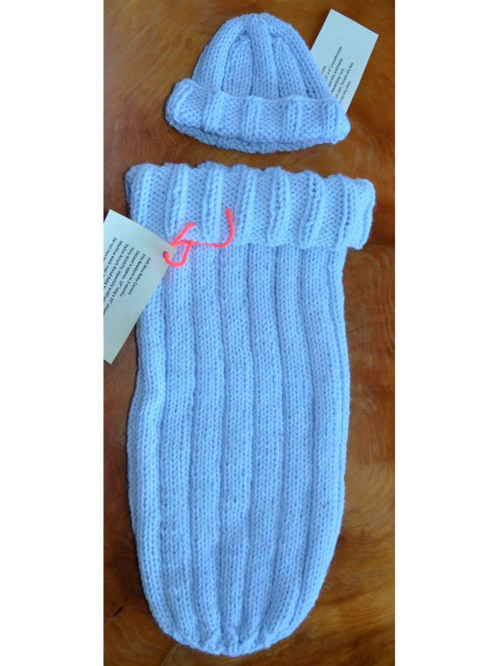 Soft Blue Baby Cocoon & Hat Set